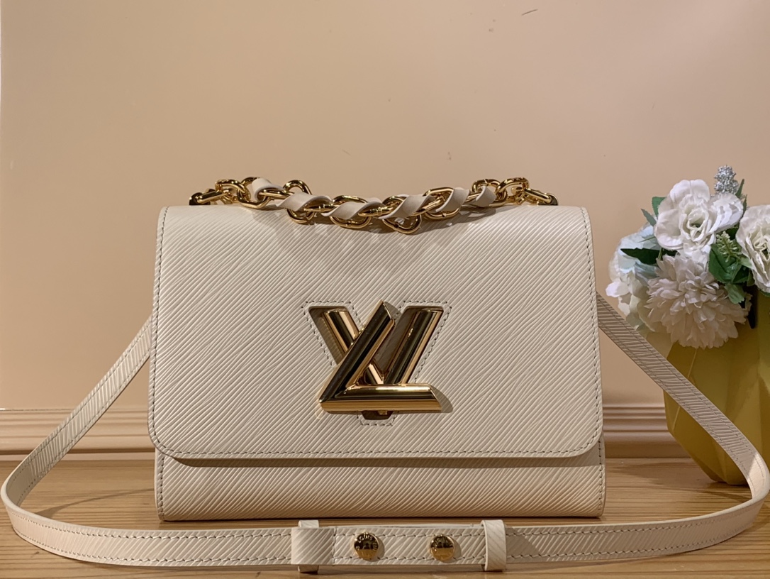 Bagsaaa L0vis Vvtt0n Twist MM Bag White Epi grained - 23 x 17 x 9.5 cm
