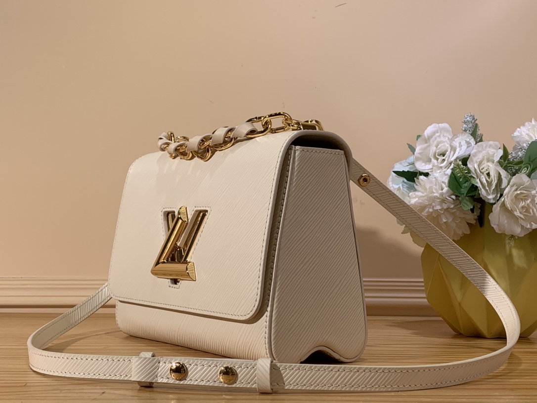 Bagsaaa L0vis Vvtt0n Twist MM Bag White Epi grained - 23 x 17 x 9.5 cm