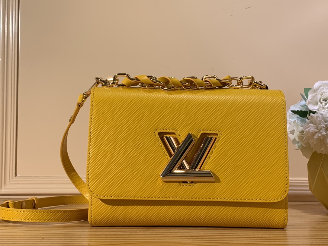 Bagsaaa L0vis Vvtt0n Twist MM Bag Yellow Epi grained - 23 x 17 x 9.5 cm