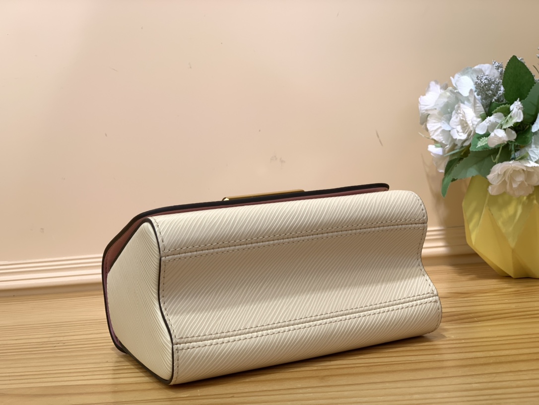 Bagsaaa L0vis Vvtt0n Twist MM Bag White Epi grained with charm gold strap - 23 x 17 x 9.5 cm