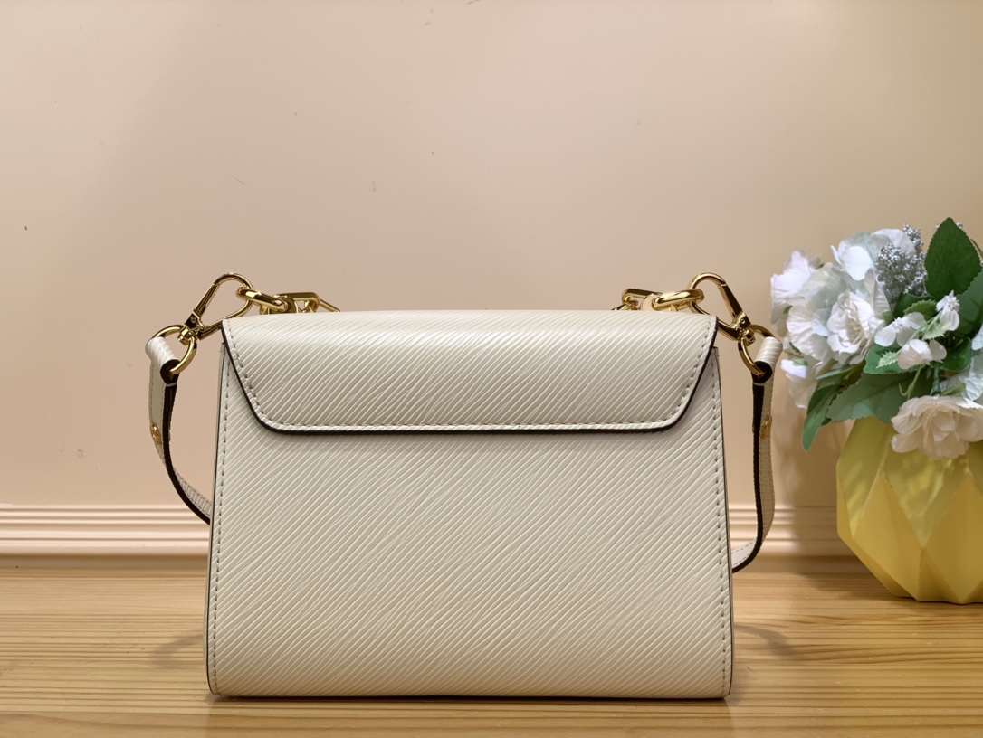 Bagsaaa L0vis Vvtt0n Twist MM Bag White Epi grained with charm gold strap - 23 x 17 x 9.5 cm