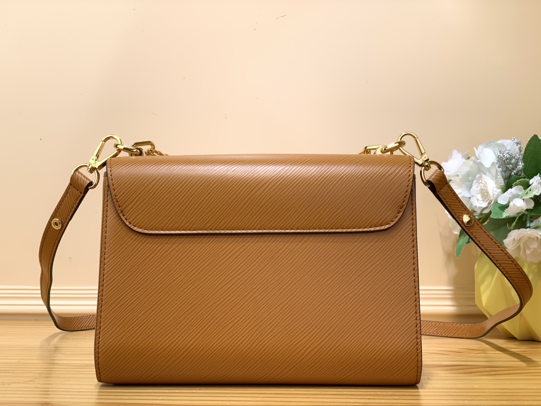 Bagsaaa L0vis Vvtt0n Twist MM Bag Brown Epi grained with charm gold strap - 23 x 17 x 9.5 cm