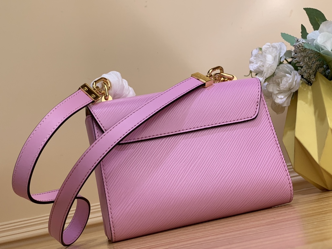 Bagsaaa L0vis Vvtt0n Twist PM Bag Pink Epi grained with charm gold strap - 19 x 15 x 9cm