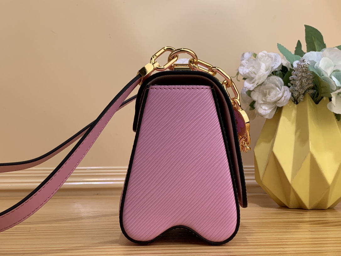 Bagsaaa L0vis Vvtt0n Twist PM Bag Pink Epi grained with charm gold strap - 19 x 15 x 9cm