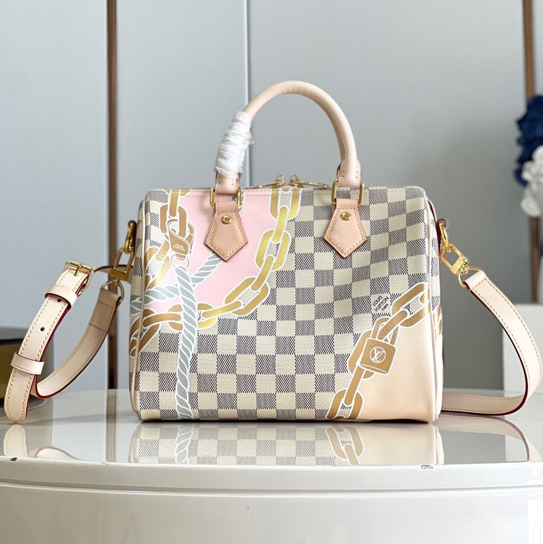 Bagsaaa L0vis Vvtt0n SpeedyBandoulière 25 Damier Azur coated canvas - 25 x 19 x 15 cm