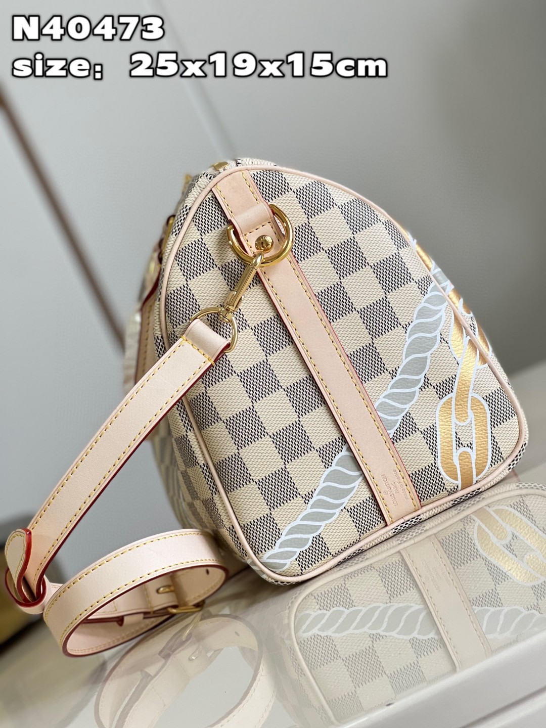 Bagsaaa L0vis Vvtt0n SpeedyBandoulière 25 Damier Azur coated canvas - 25 x 19 x 15 cm