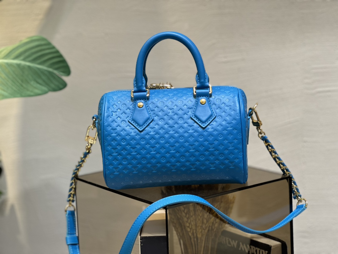 Bagsaaa L0vis Vvtt0n Speedy Bandoulière 20 in blue calfskin - 20.5 x 13.5 x 12 cm