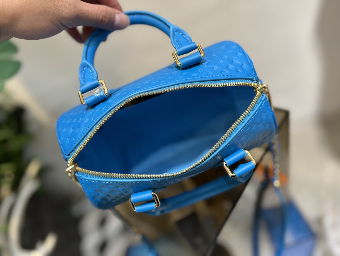 Bagsaaa L0vis Vvtt0n Speedy Bandoulière 20 in blue calfskin - 20.5 x 13.5 x 12 cm