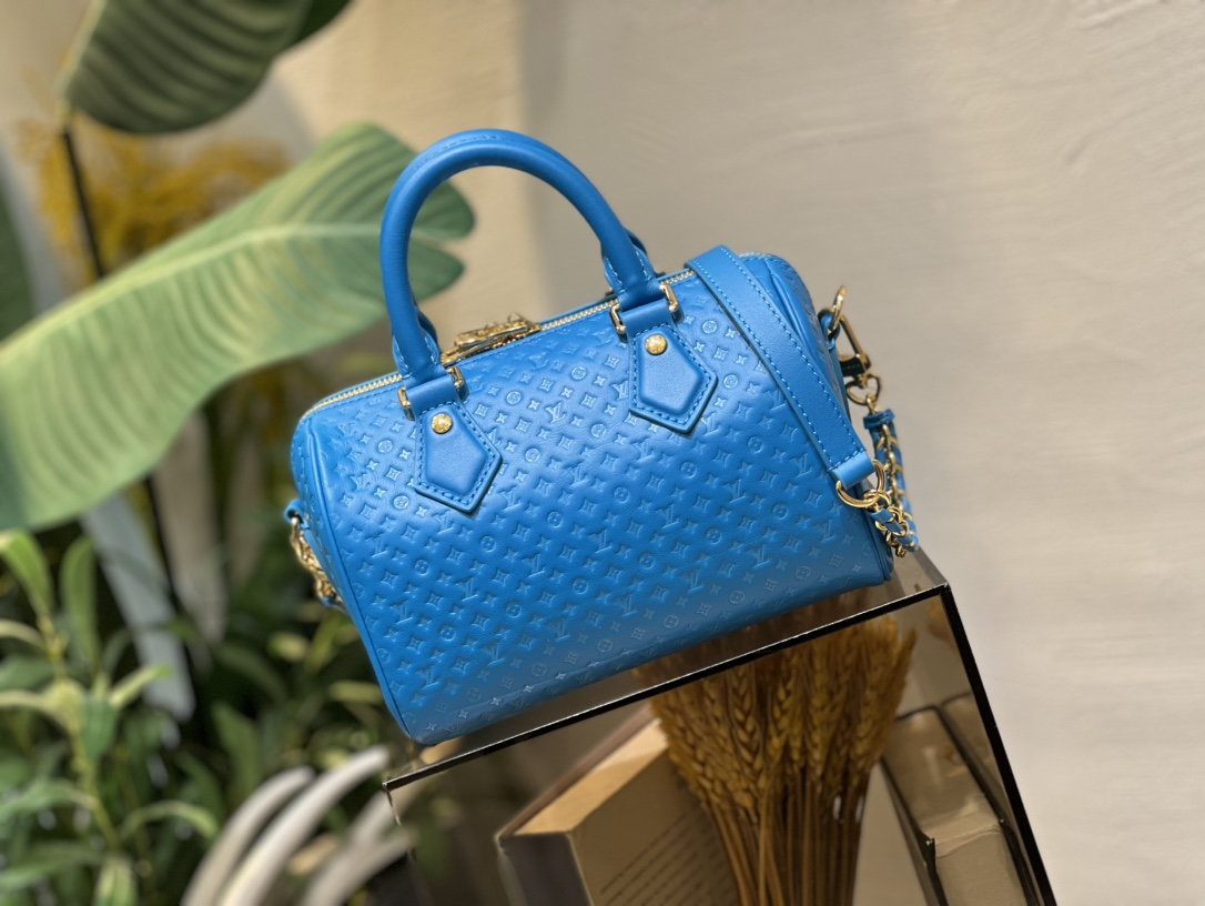Bagsaaa L0vis Vvtt0n Speedy Bandoulière 20 in blue calfskin - 20.5 x 13.5 x 12 cm