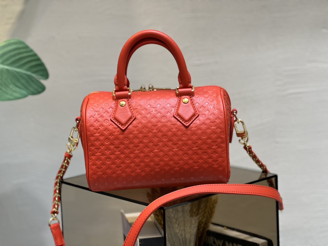 Bagsaaa L0vis Vvtt0n Speedy Bandoulière 20 in red calfskin - 20.5 x 13.5 x 12 cm