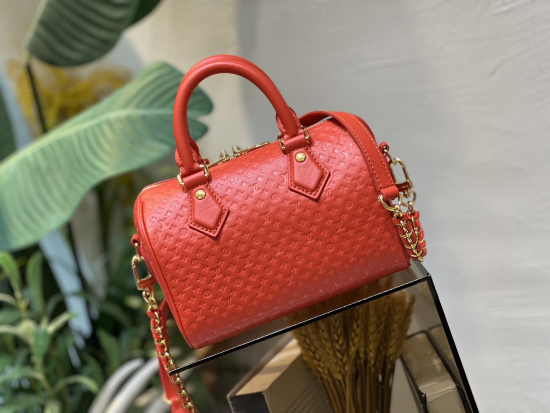 Bagsaaa L0vis Vvtt0n Speedy Bandoulière 20 in red calfskin - 20.5 x 13.5 x 12 cm