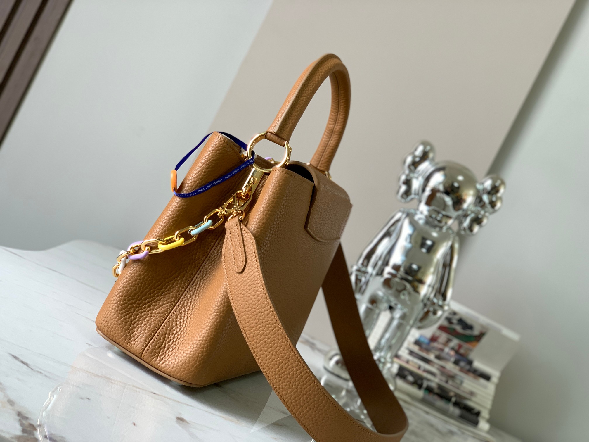 Bagsaaa L0vis Vvtt0n Capucines MM Bag Brown Taurillon leather With Chain Strap - 31.5 x 20 x 11 cm
