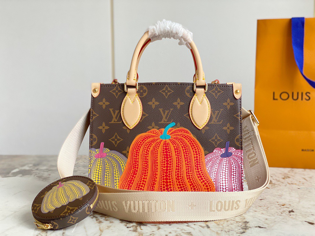 Bagsaaa L0vis Vvtt0n Onthego PM LV x YK with pumpkin pattern - 25x19x11.5cm