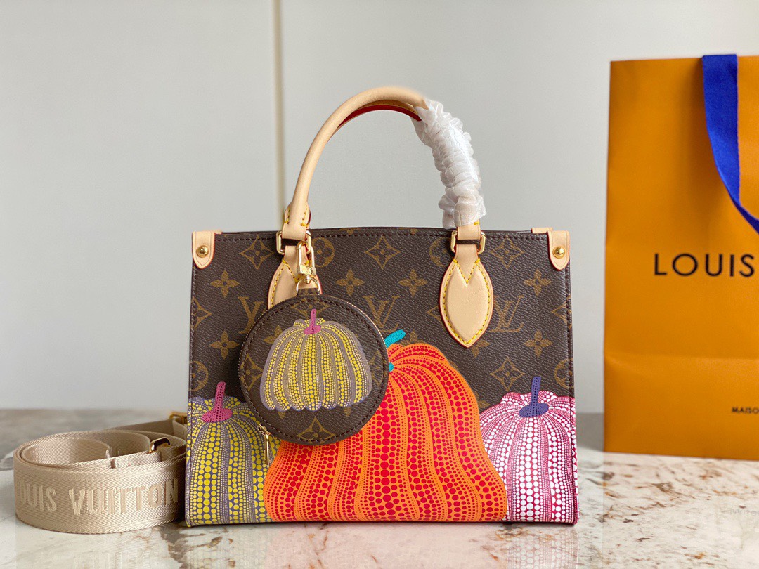 Bagsaaa L0vis Vvtt0n Onthego PM LV x YK with pumpkin pattern - 25x19x11.5cm