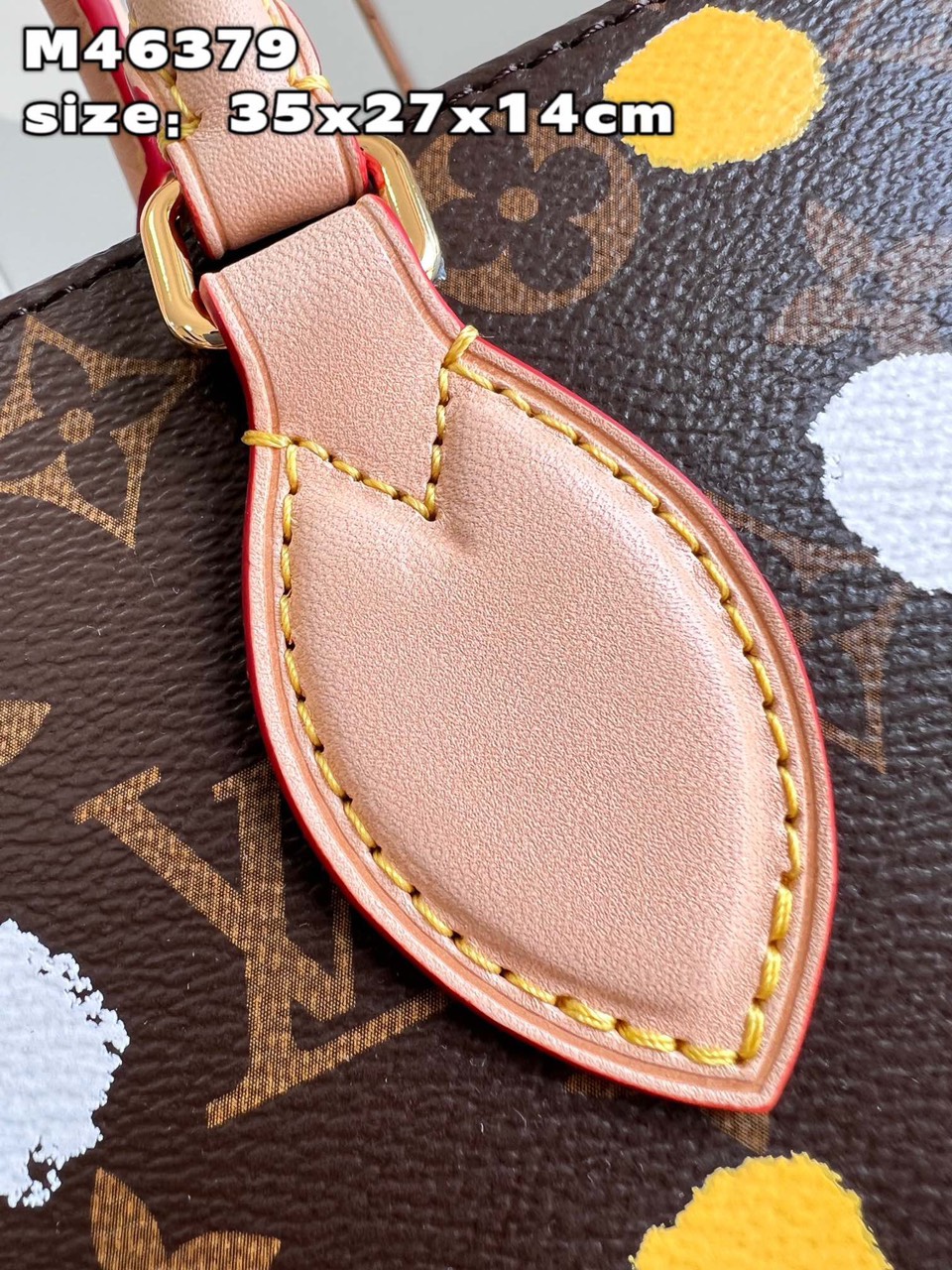Bagsaaa L0vis Vvtt0n Onthego MM YK Painted Dots texture with 3D effect - 35 x 27 x 14 cm