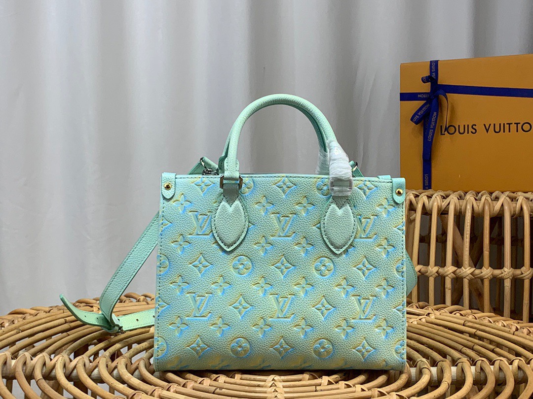 Bagsaaa L0vis Vvtt0n Onthego PM Green Sprayed grained cowhide - 20.5 x 13.5 x 12 cm