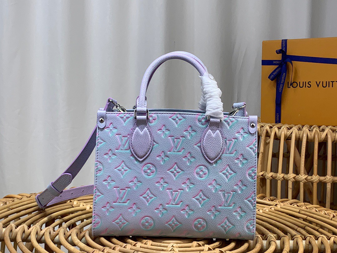 Bagsaaa L0vis Vvtt0n Onthego PM Purple Sprayed grained cowhide - 20.5 x 13.5 x 12 cm