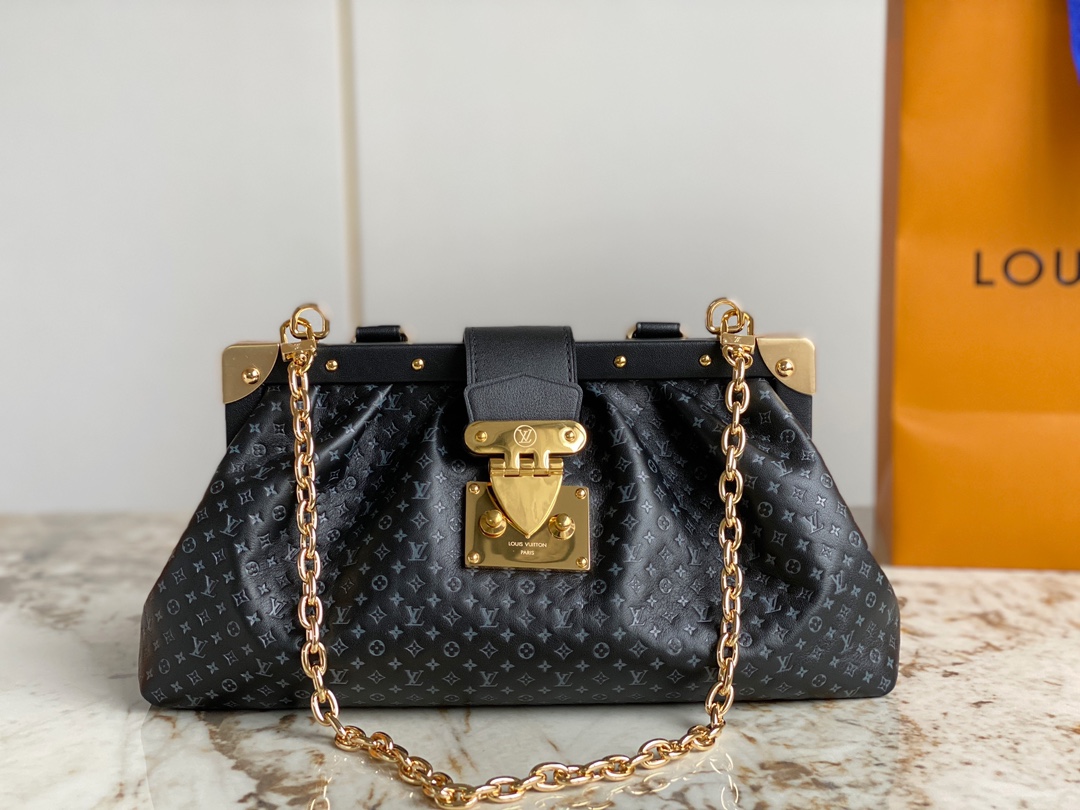 Bagsaaa L0vis Vvtt0n Black Calfskin Clutch Bag - 28 x 14 x 10 cm