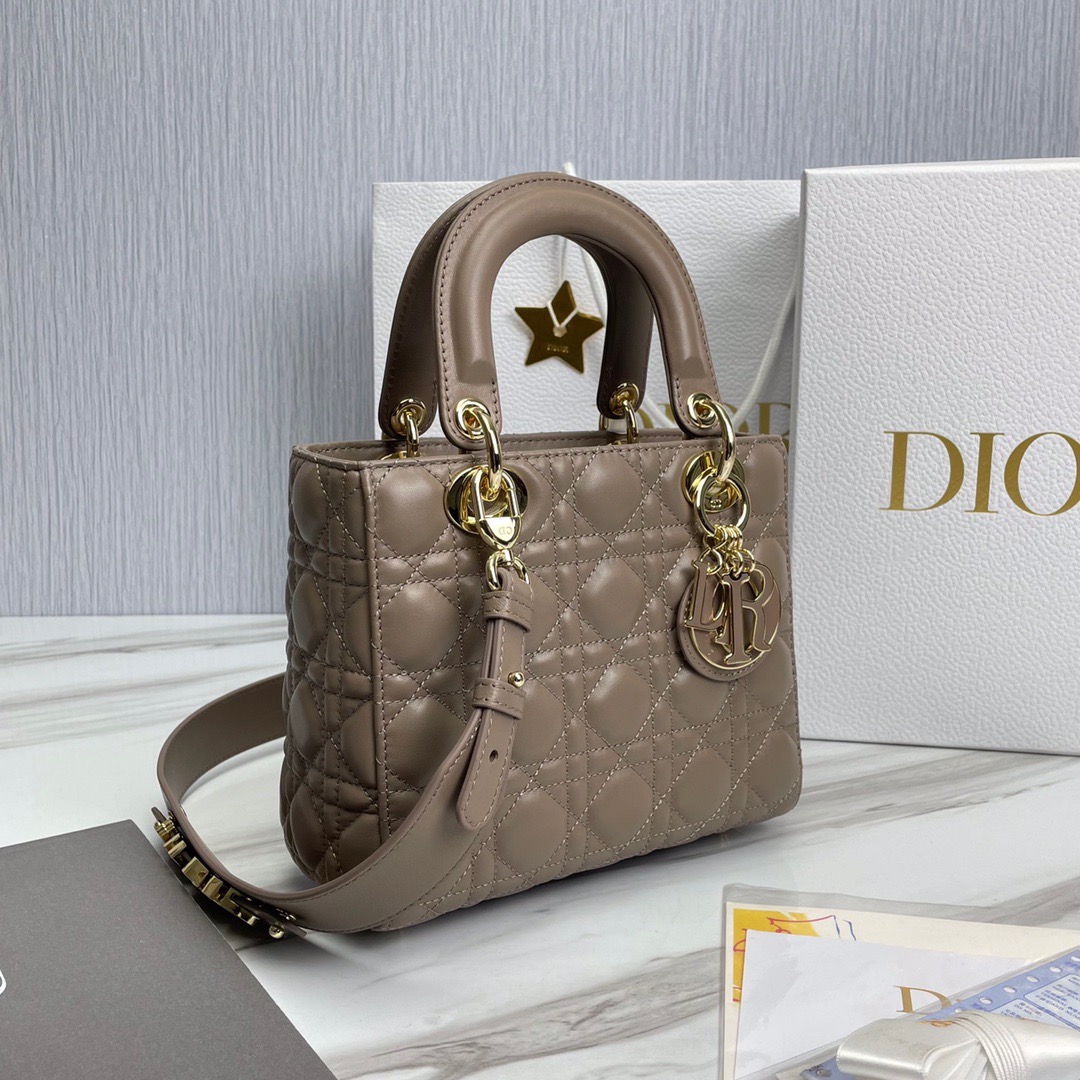 Bagsaaa D10r Lady Small Taupe Lambskin Leather - 20cm