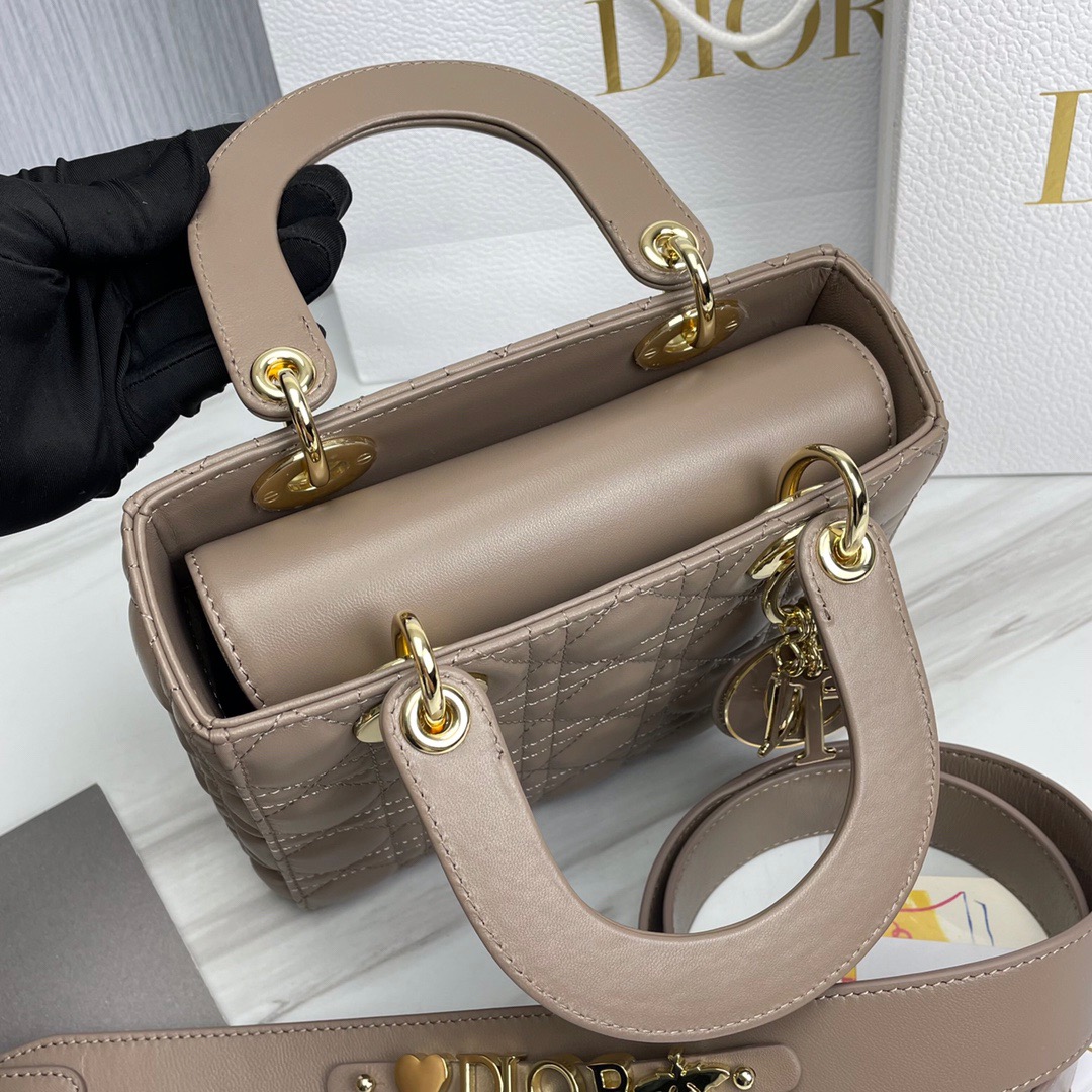 Bagsaaa D10r Lady Small Taupe Lambskin Leather - 20cm