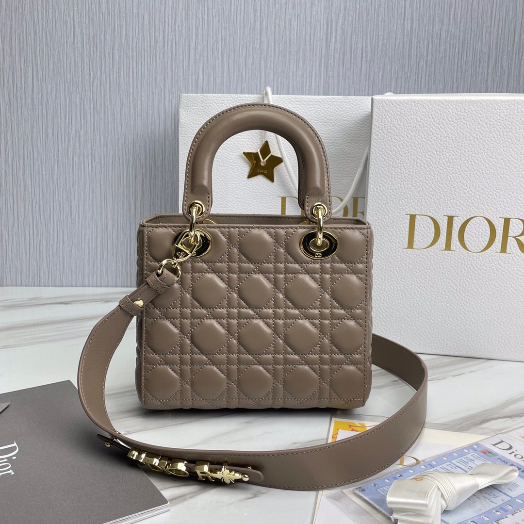 Bagsaaa D10r Lady Small Taupe Lambskin Leather - 20cm