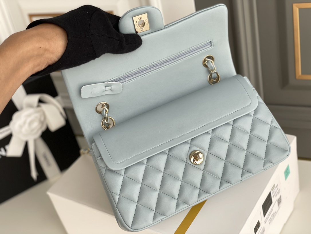 Bagsaaa Ch**el Classic Flap Small Bag in Light Blue - 23cm