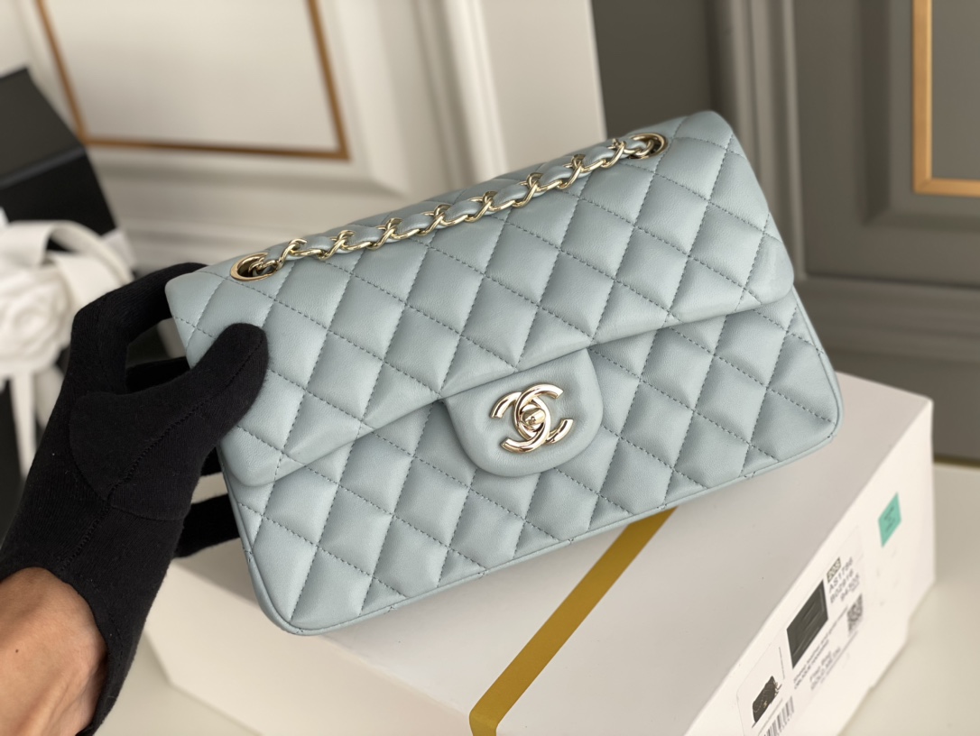 Bagsaaa Ch**el Classic Flap Small Bag in Light Blue - 23cm