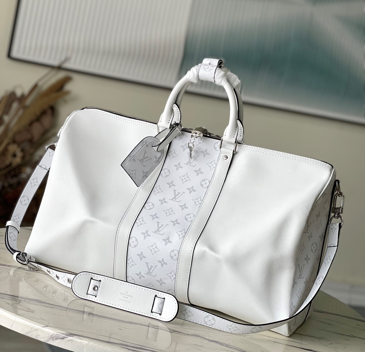 Bagsaaa L0vis Vvtt0n Keepall Bandoulière 50 Optic White - 50 x 29 x 23 cm