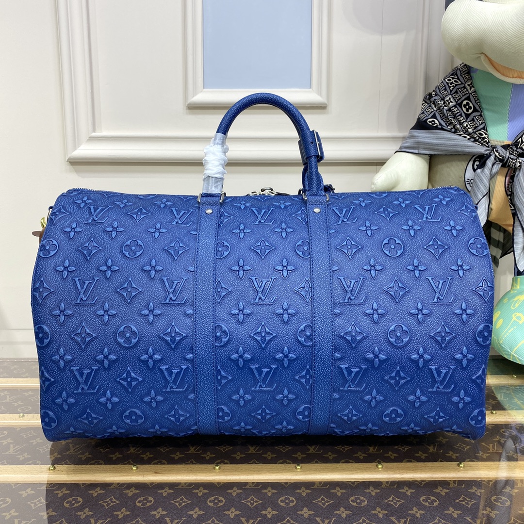 Bagsaaa L0vis Vvtt0n Keepall Bandouliere Bag 50 Denim Blue - 50 x 29 x 23 cm
