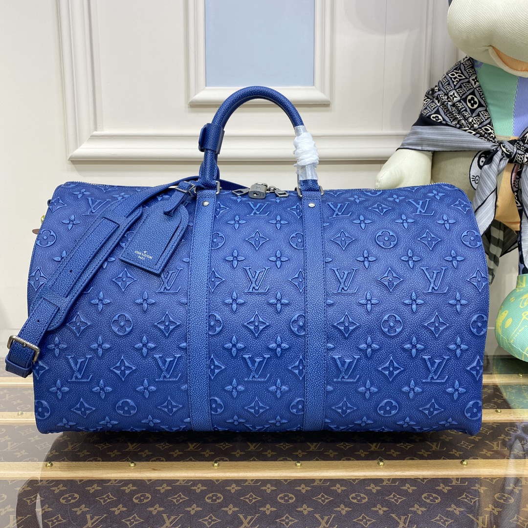 Bagsaaa L0vis Vvtt0n Keepall Bandouliere Bag 50 Denim Blue - 50 x 29 x 23 cm
