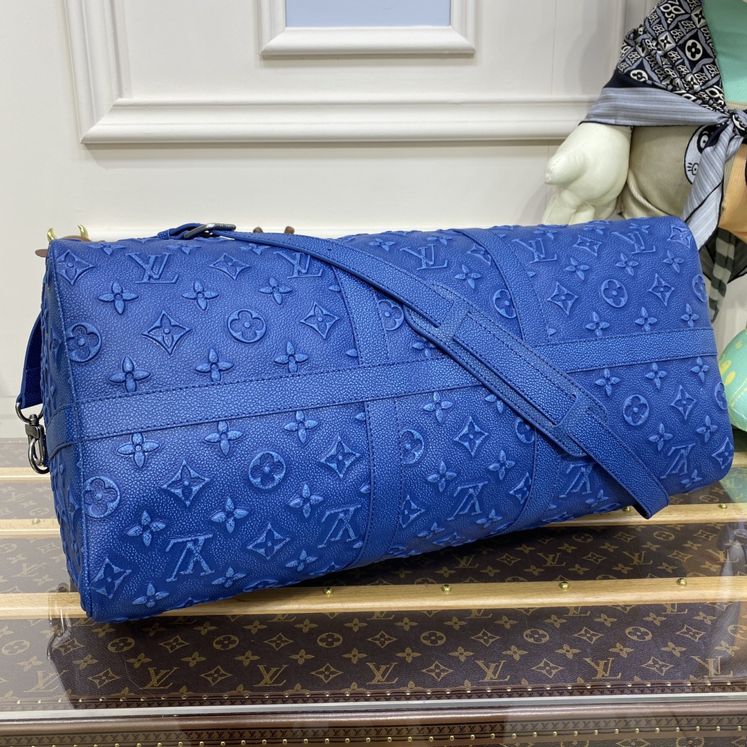 Bagsaaa L0vis Vvtt0n Keepall Bandouliere Bag 50 Denim Blue - 50 x 29 x 23 cm