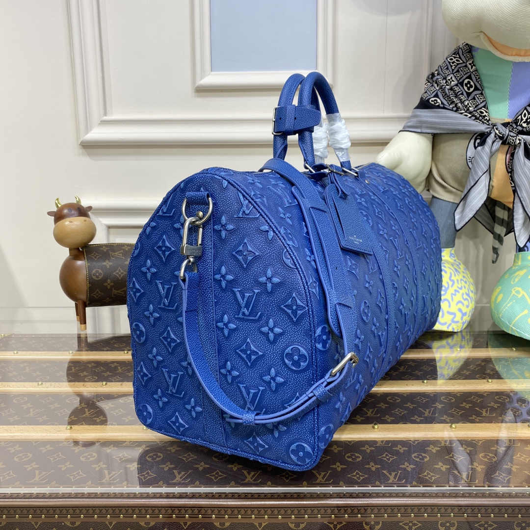 Bagsaaa L0vis Vvtt0n Keepall Bandouliere Bag 50 Denim Blue - 50 x 29 x 23 cm