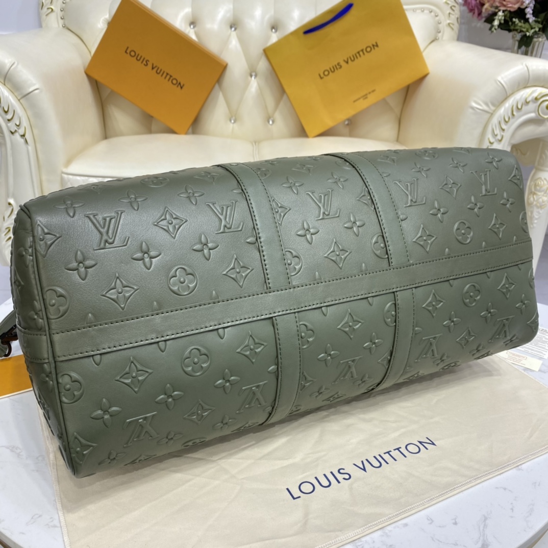 Bagsaaa L0vis Vvtt0n Keepall Bandoulière 50 Khaki Monogram Seal cowhide leather - 50 x 29 x 23 cm