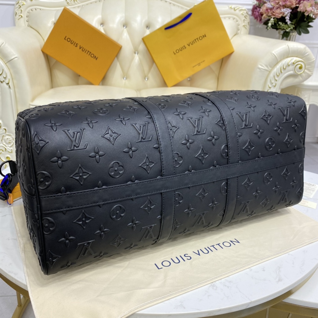 Bagsaaa L0vis Vvtt0n Keepall Bandoulière 50 Black Monogram Seal cowhide leather - 50 x 29 x 23 cm