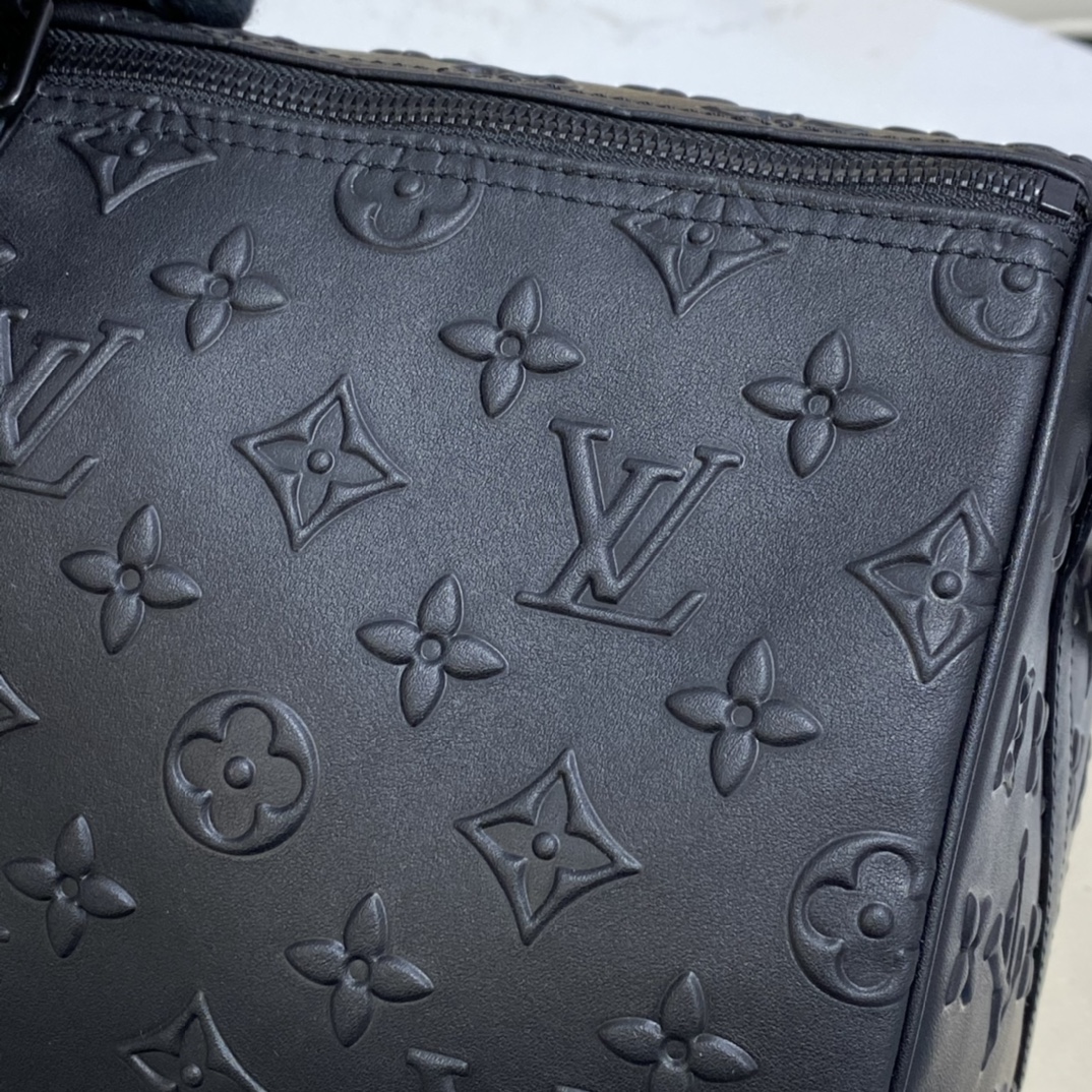 Bagsaaa L0vis Vvtt0n Keepall Bandoulière 50 Black Monogram Seal cowhide leather - 50 x 29 x 23 cm