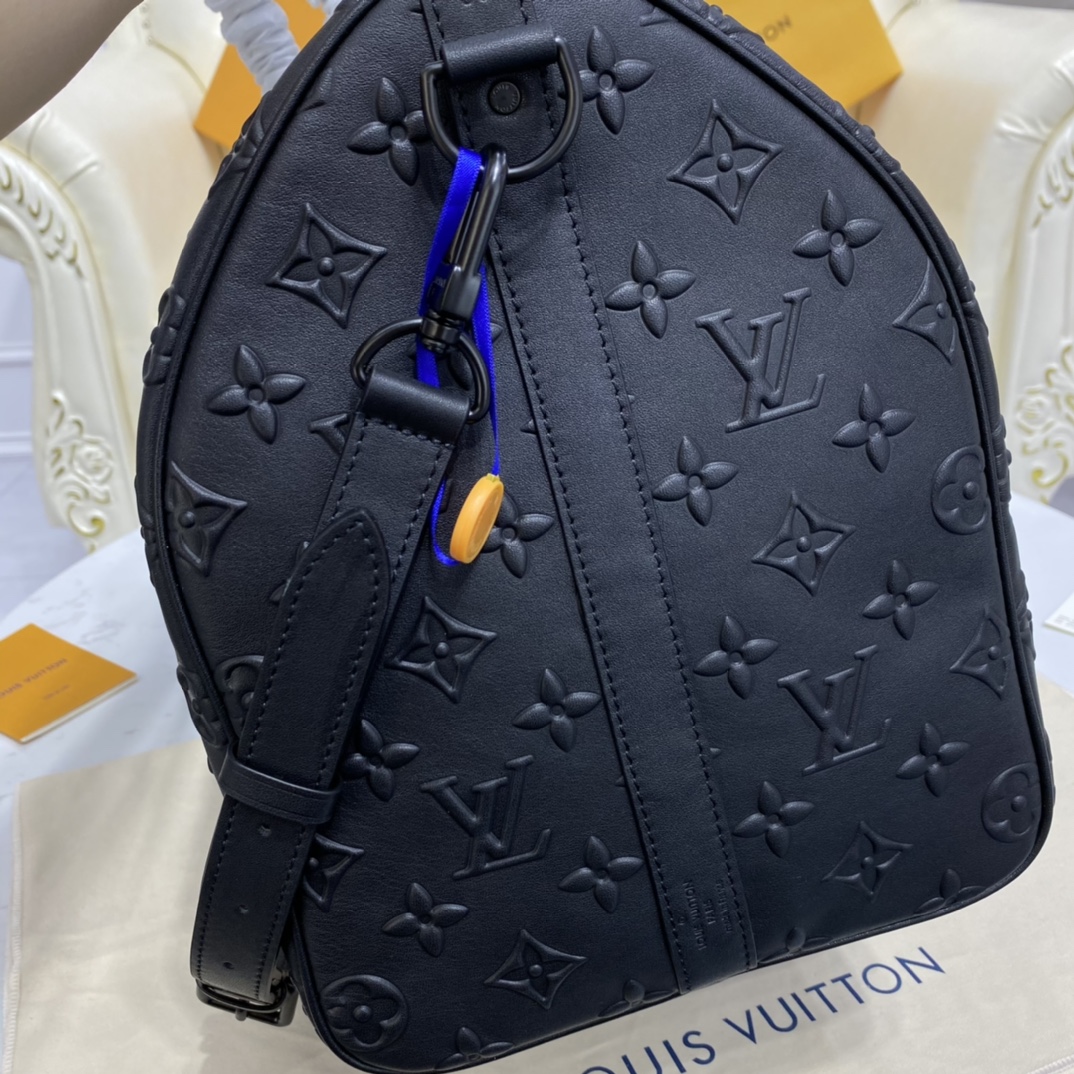Bagsaaa L0vis Vvtt0n Keepall Bandoulière 50 Black Monogram Seal cowhide leather - 50 x 29 x 23 cm
