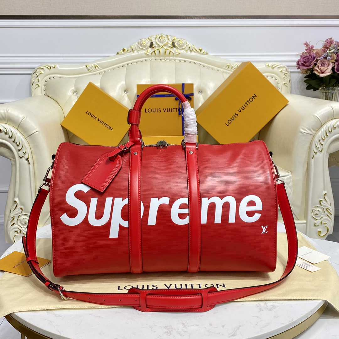 Bagsaaa L0vis Vvtt0n x Svp*me Keepall Bandouliere Red - 45*20*26cm