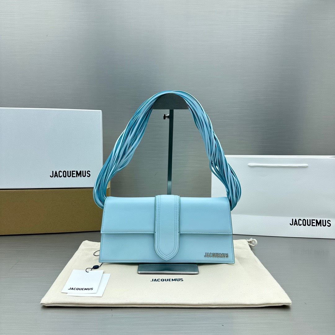 Bagsaaa Jacquemus Le Bambino long Ficiu shoulder light blue bag - 26x14cm
