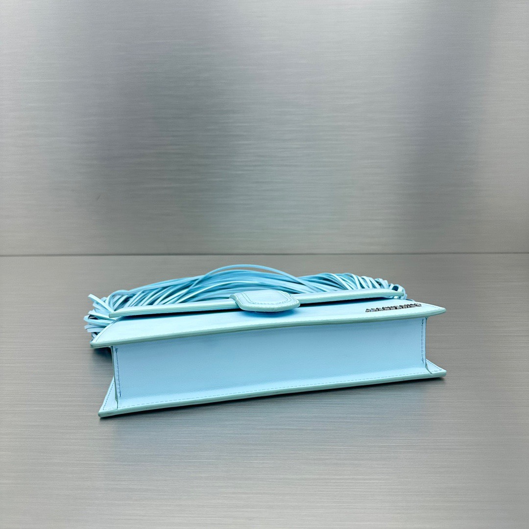 Bagsaaa Jacquemus Le Bambino long Ficiu shoulder light blue bag - 26x14cm