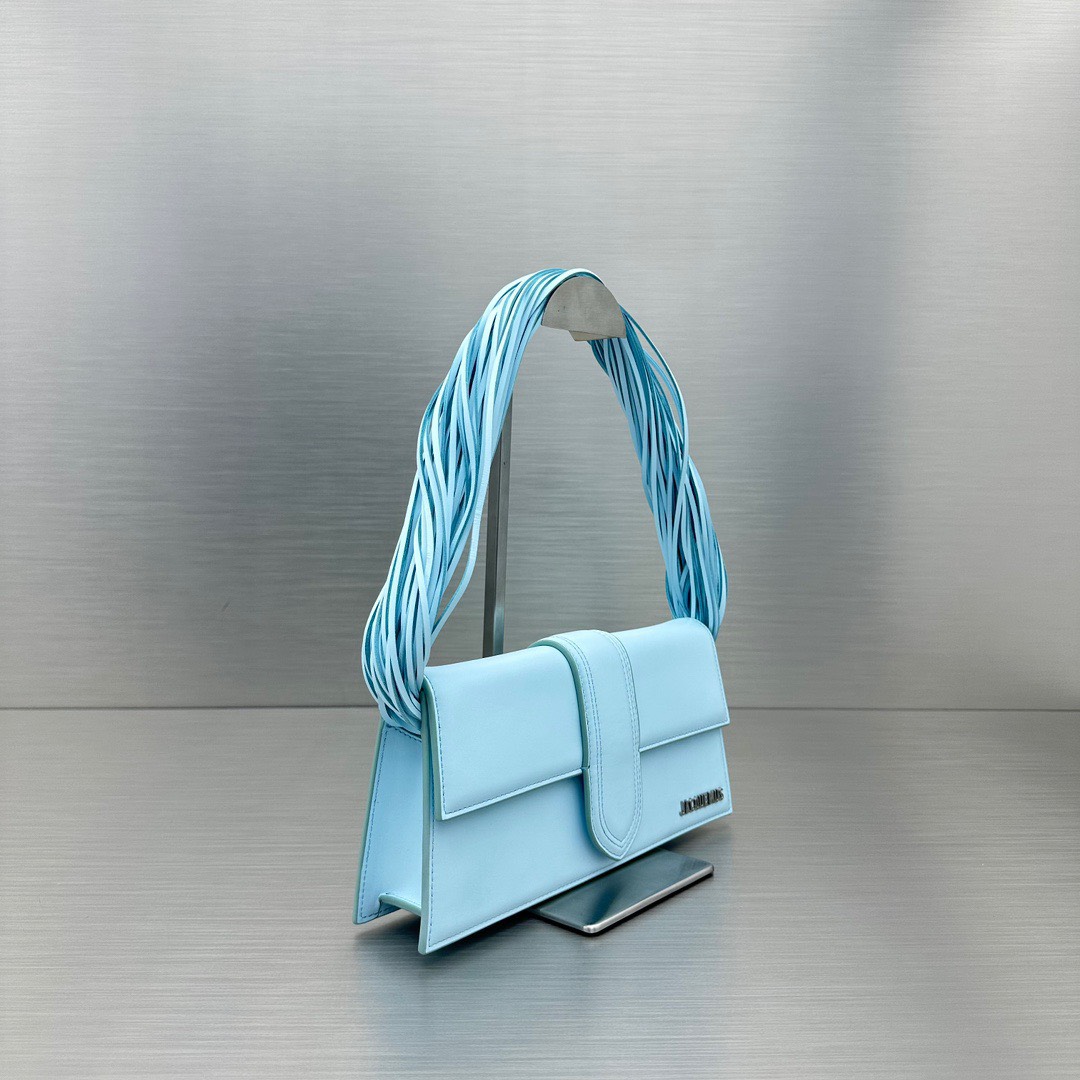 Bagsaaa Jacquemus Le Bambino long Ficiu shoulder light blue bag - 26x14cm