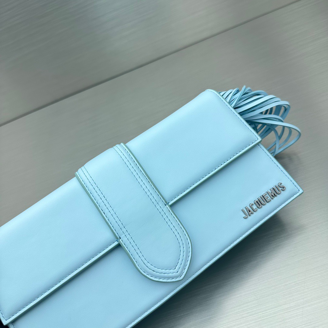 Bagsaaa Jacquemus Le Bambino long Ficiu shoulder light blue bag - 26x14cm