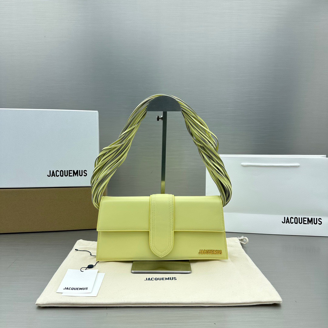 Bagsaaa Jacquemus Le Bambino long Ficiu shoulder yellow bag - 26x14cm