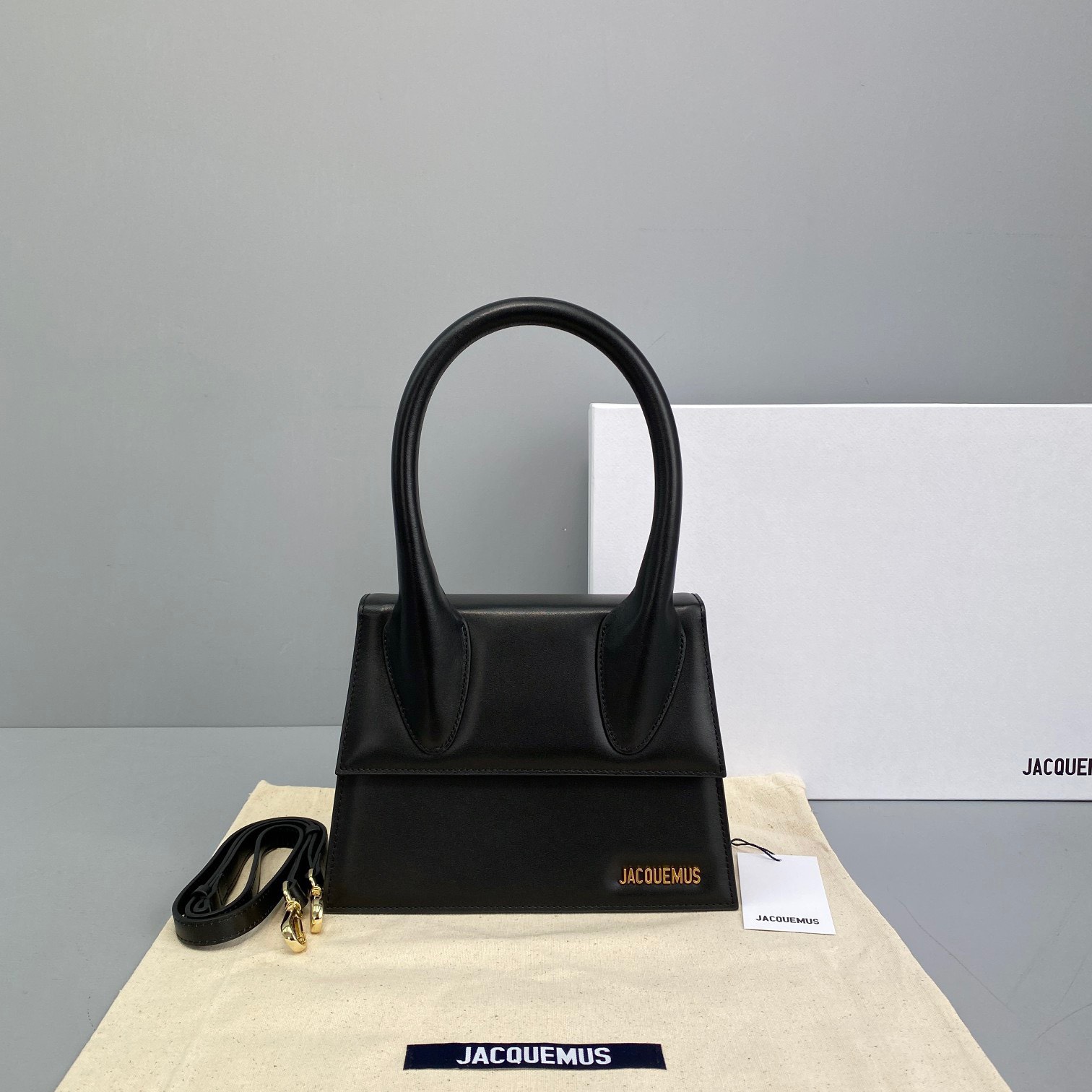 Bagsaaa Jacquemus Le Grand Chiquito Black Leather - 22x18cm