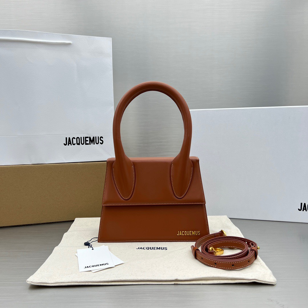Bagsaaa Jacquemus Le Grand Chiquito Brown Leather - 22x18cm