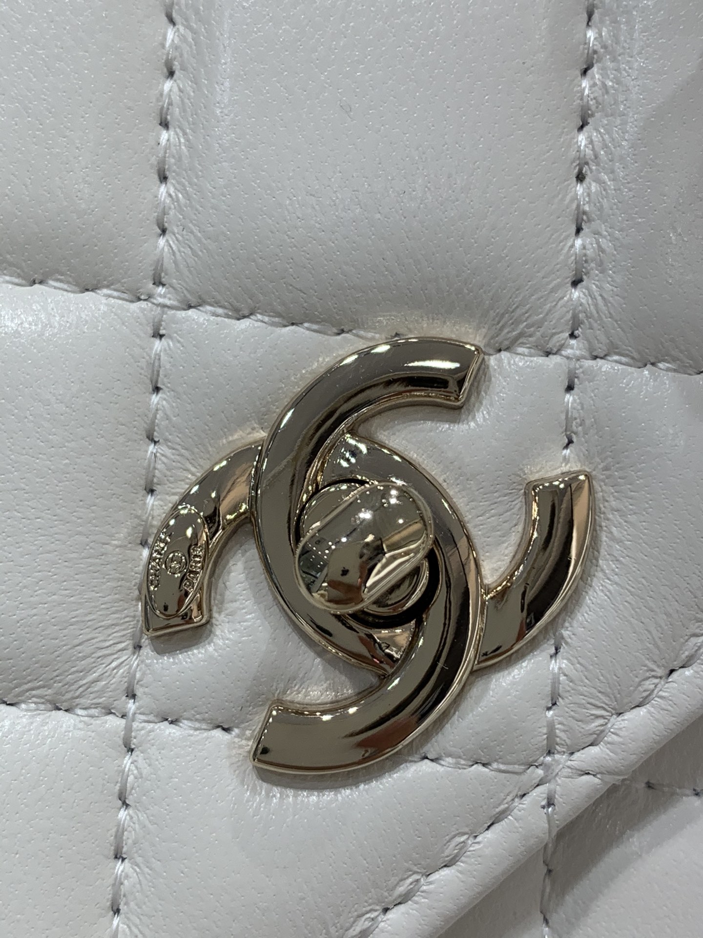 Bagsaaa Ch**el WOC Lambskin Leather With Ball Charm Strap White - 19-3.5-12cm