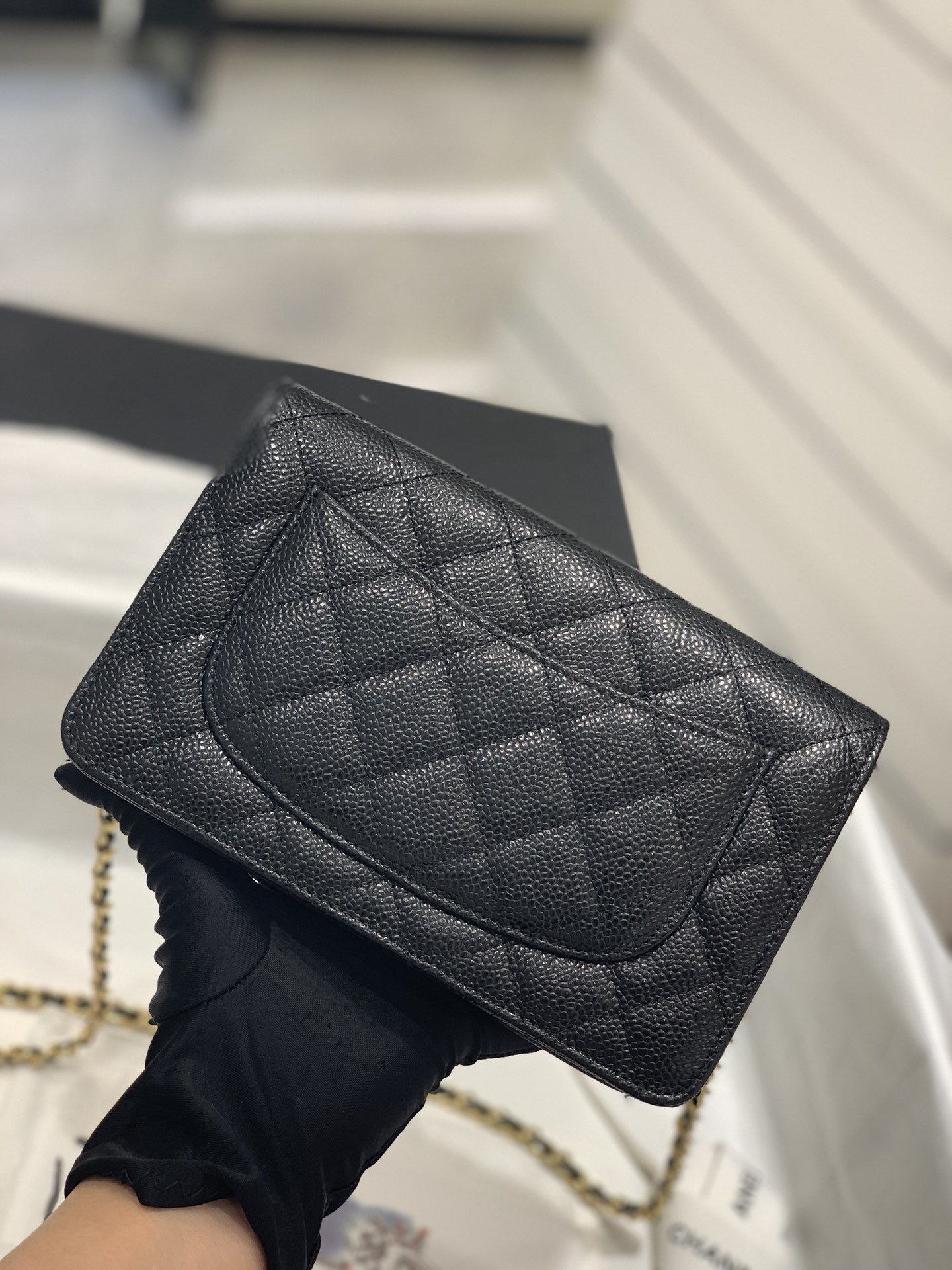 Bagsaaa Ch**el WOC Caviar Leather Black With Gold Hardware - 19-3.5-12cm