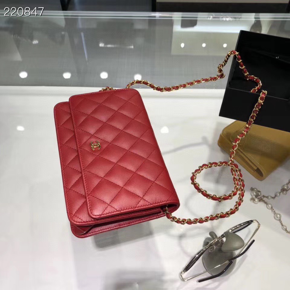 Bagsaaa Ch**el WOC Red Lambskin leather - 19cm