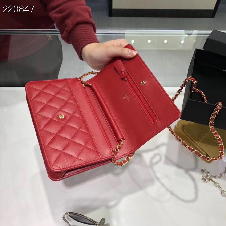 Bagsaaa Ch**el WOC Red Lambskin leather - 19cm