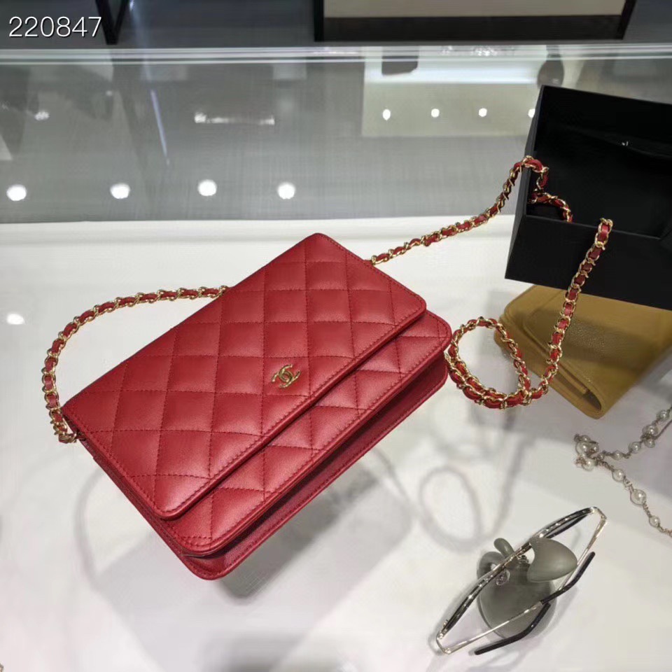Bagsaaa Ch**el WOC Red Lambskin leather - 19cm
