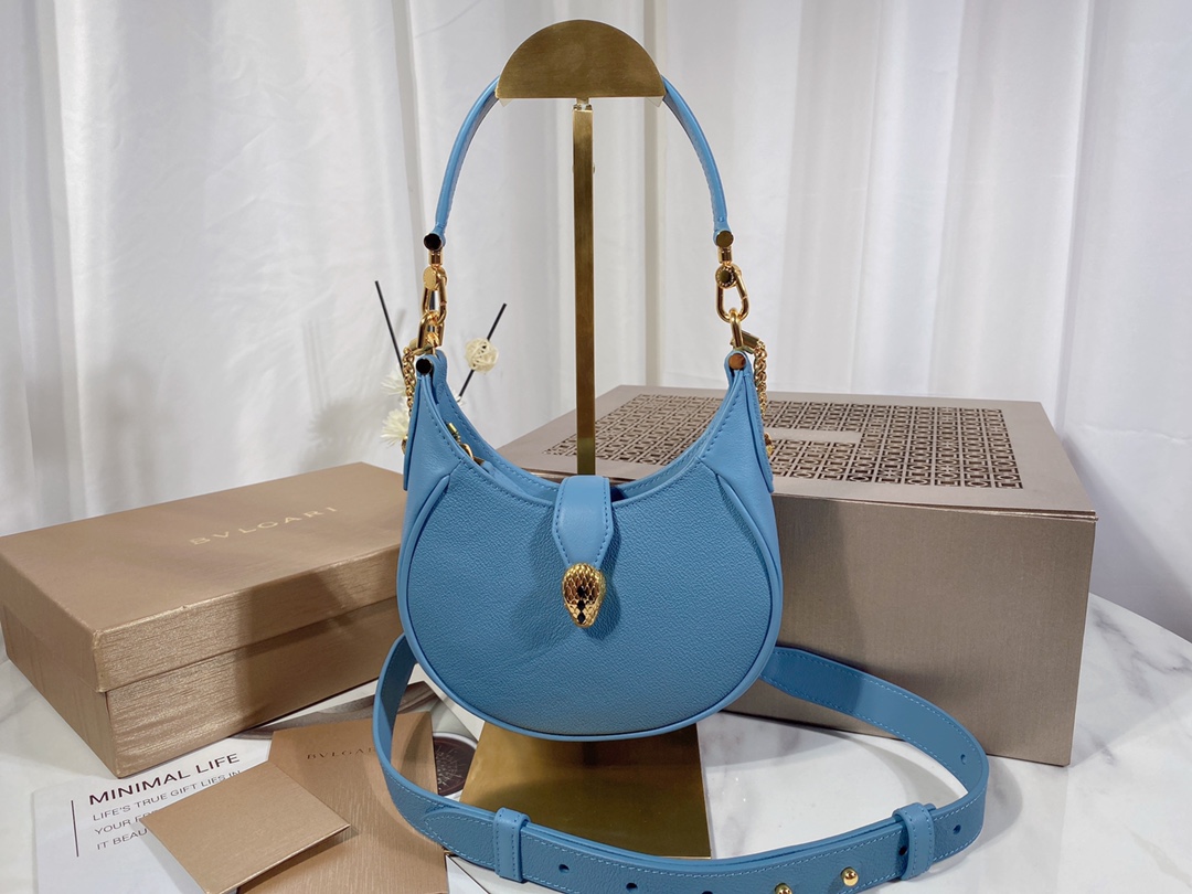BAGSAAA Bv1g*ai SERPENTI ELLIPSE CROSSBODY BLUE BAG - 19.5 x 20 x 4.5 CM